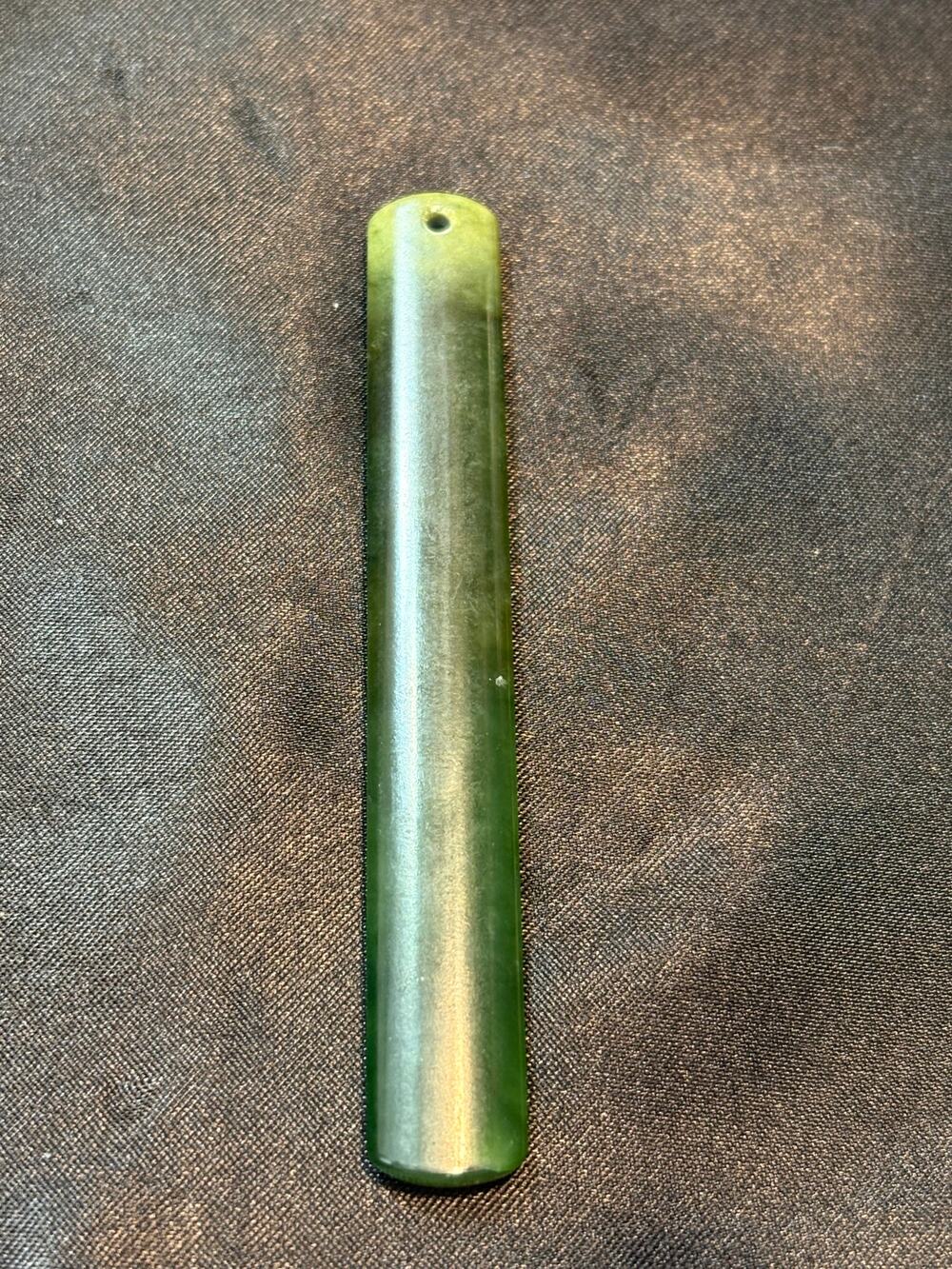 Vintage Dark Green Jade Rectangular Bar Pendant / Pendant Only